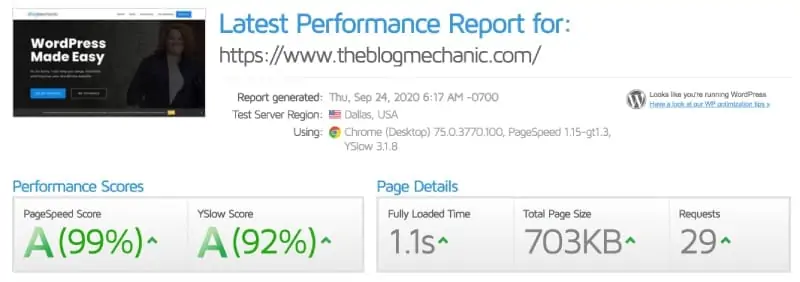 Page speed: reaching A grade at GTMetrics for WordPress website